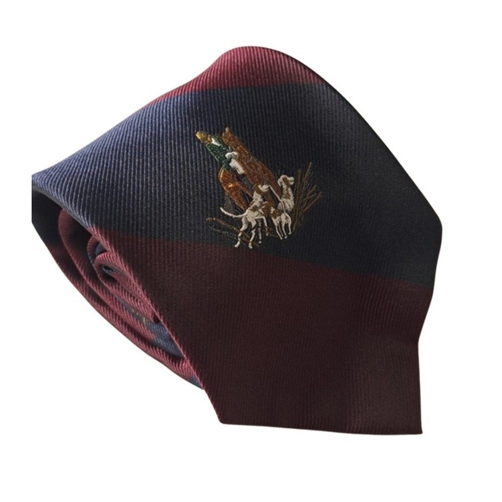Hathaway Men's Tie Burgundy/Navy Blue Silk Blend Classic Made In USA Business